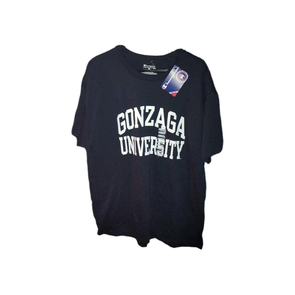 Gonzaga Champion Brand Mens L / XL T Shirt Navy 100% Cotton Off. Lic. Collegiate